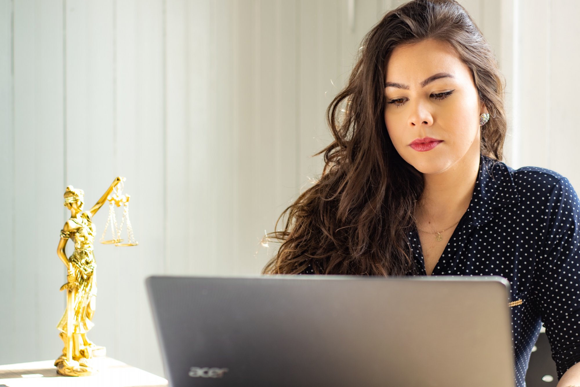 A female lawyer at her computer.